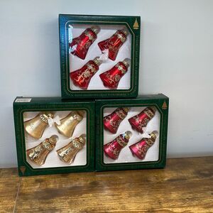 Christmas by Krebs Bell Ornament with Crown Bundle of 3 Sets of 4 Ornaments